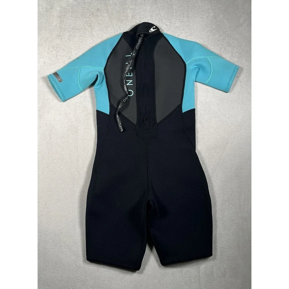 O'Neill Youth Reactor-2 2mm Back Zip Spring Wetsuit,‎ Size 12 Black/Aqua
